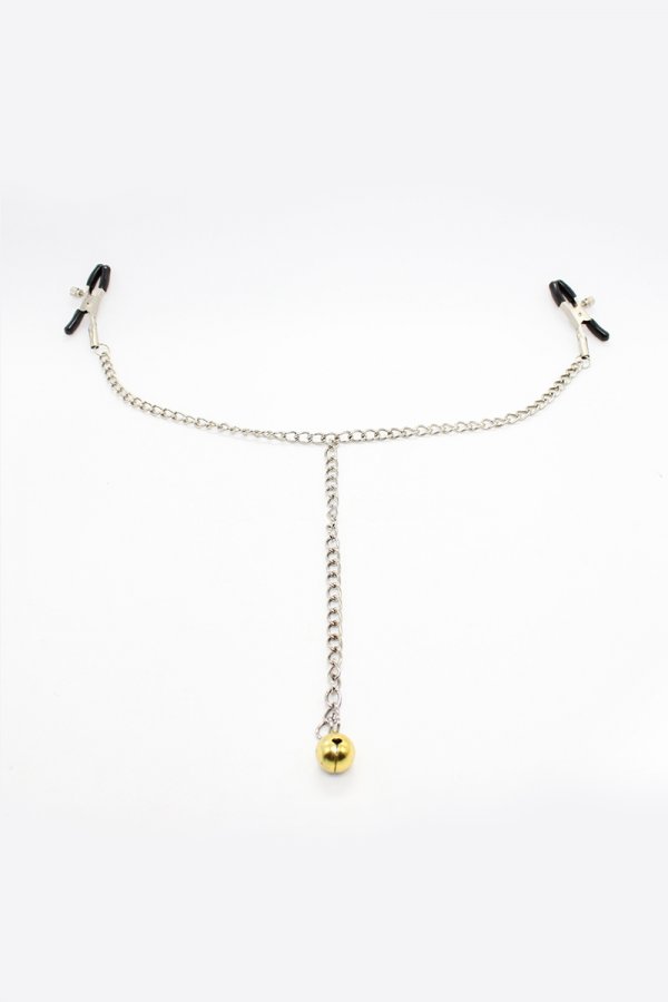 Black Nipple Clamps With Chain And Bell