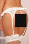 White Lovelace Garter Belt With Thong