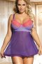Lovender And Pink Lace Cup Babydoll Set