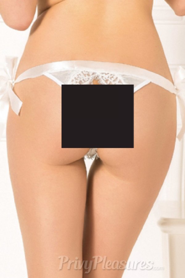 Sexy Crotchless White Lace Panty