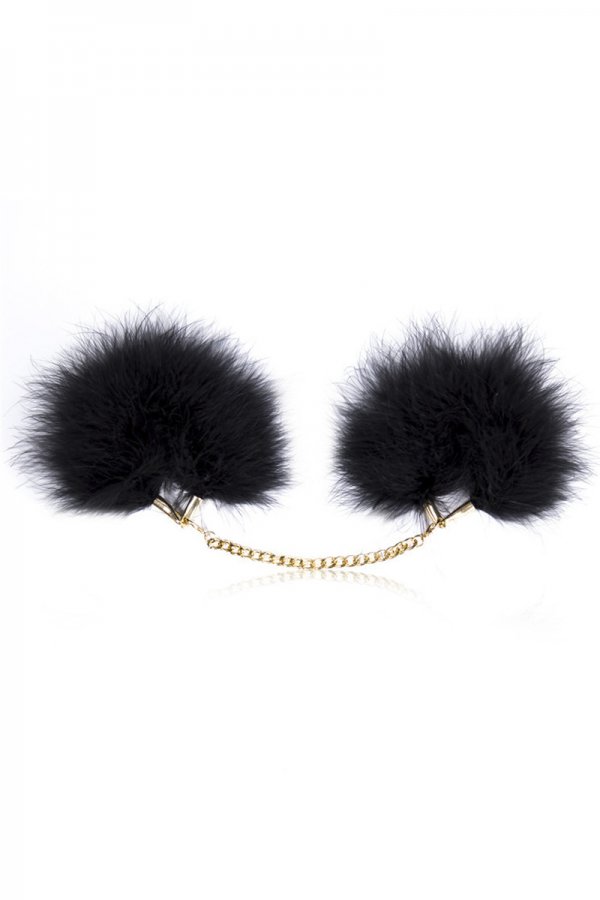 Fur Lined Handcuffs - Black