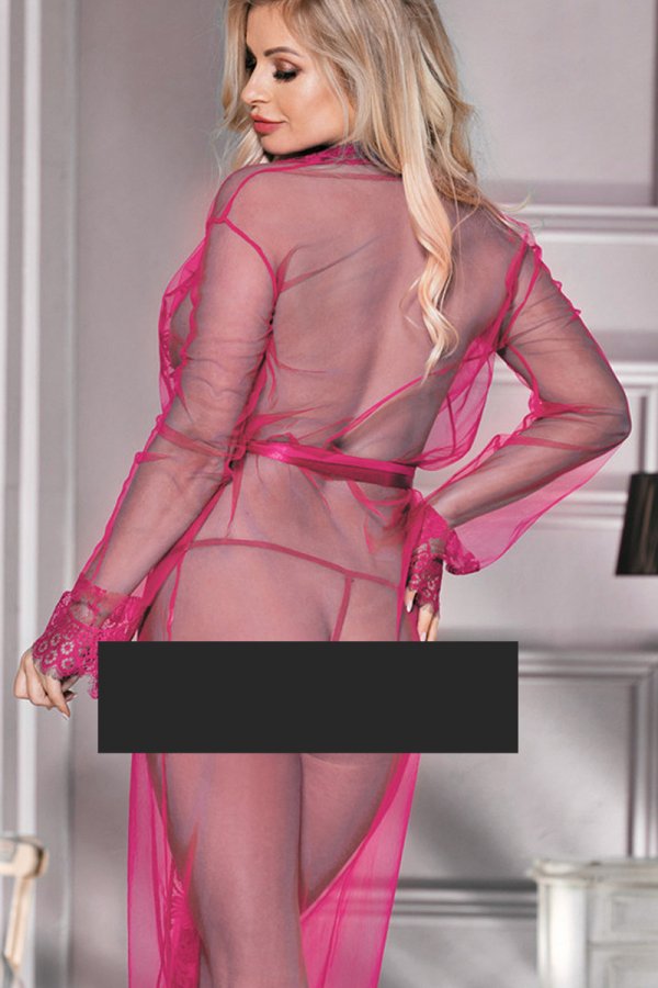 Rose Red Delicate Lace Long Sleepwear Gown