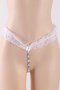 Sheer G String with Pearls & White Lace Waistband
