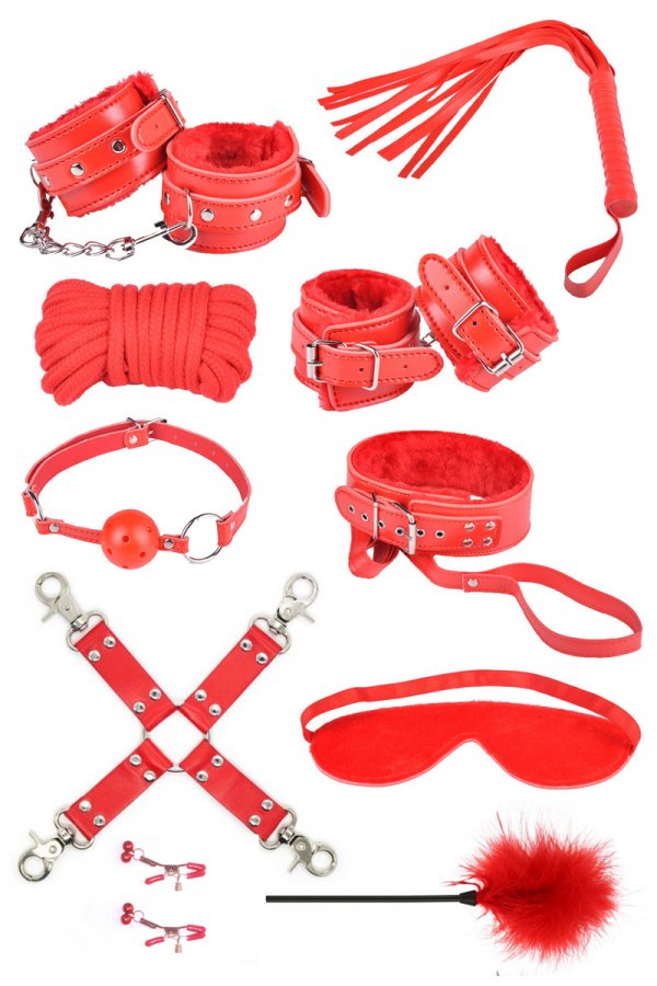 Bondage Fetish Kit - Red 10pc