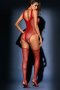 Red Teddy and Garter Stocking One-piece Lingerie