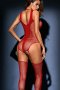 Red Teddy and Garter Stocking One-piece Lingerie