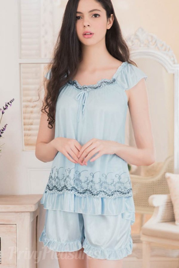 Blue Ruffled Night Dress for Girl