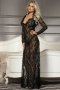 Black Long Sleeve Transparent Sleepwear Gown