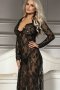 Black Long Sleeve Transparent Sleepwear Gown