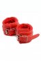 Red Leather Fur Lined Sensual Handcuffs