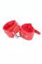 Red Leather Fur Lined Sensual Handcuffs