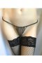 Sexy Rhinestone Jewelry Underwear - Black