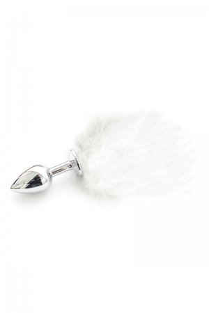 Metal Butt Plug with White Feather