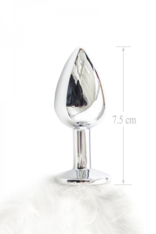 Metal Butt Plug with White Feather