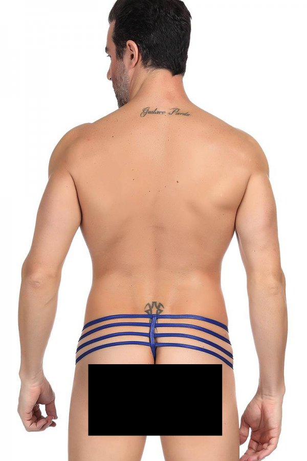 Mens Fancy Zipper Thong with Open Butt