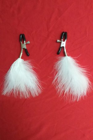 Erotic Nipple Clamps with Feather
