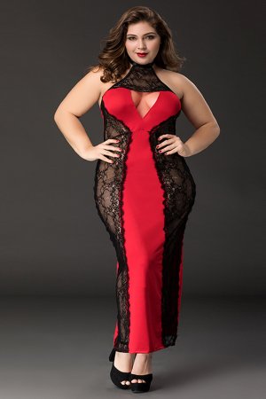 Red Sexy Maxi Dress - Plus Size