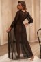 Sheer Long Sleeve Lace Robe with Thong