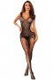 Black Cutout Swirl Lace Body Stocking