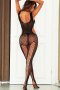 Black Cutout Swirl Lace Body Stocking