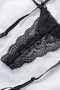 3pcs Black Lace Half Cup Bralette Set with Garter