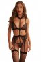 Black Bralette Lingerie Set with Garter