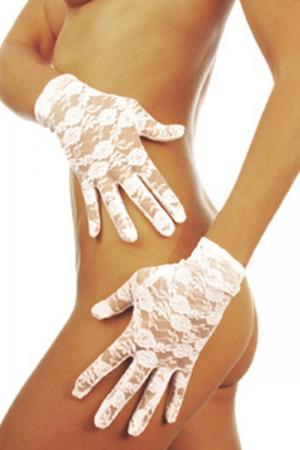 White Bridal Lace Gloves 