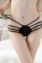 Black Strappy Cutout Panties with Bow Tie on Back