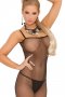  fishnet criss cross back bodystocking with open crotch.