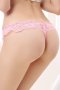 Pink Sheer Lace Ruffle Beaded Open Crotch G-string