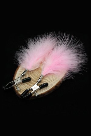 Nipple Clamps with Pink Feather