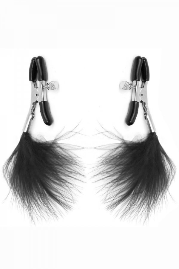 Nipple Clamps with Black Feather