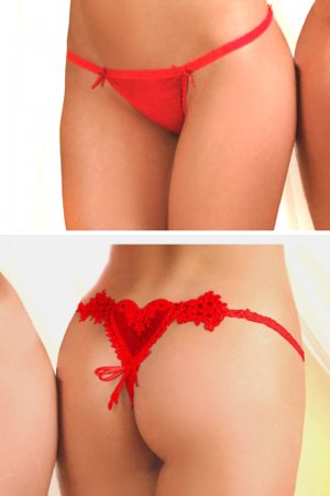 Designer Panty With Bows - Red
