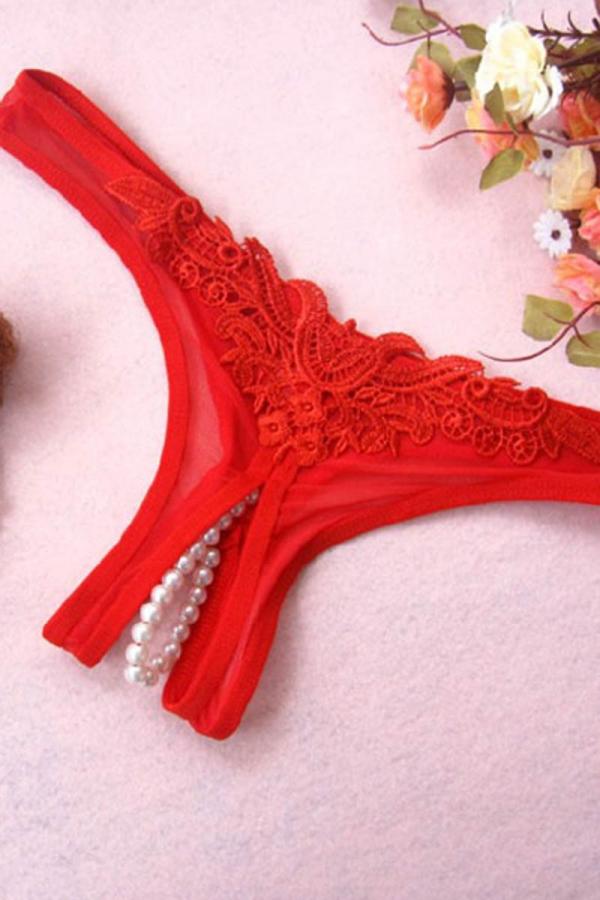 Pearl String Panty - Red