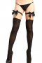 Black Satin Bow Accent Sheer Thigh High Stockings