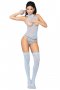 Cupless Halter Style Lace Teddy With Matching Stockings