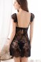 Black Sheer Floral Lace Babydoll Set