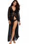 Sheer Long Sleeve Lace Robe with Thong